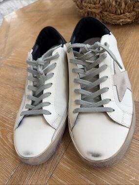 Golden goose Men's White Leather Low-Top Sneakers with Gray Laces